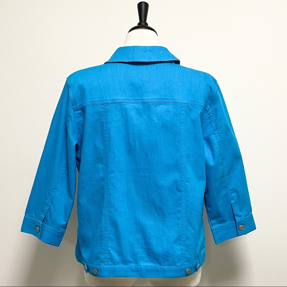 EUC Denim & Co Blue 3/4 Sleeve Button Stretch - Picture 5 of 7